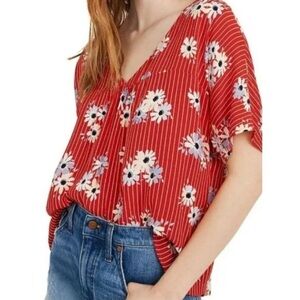 Madewell Rhyme Top in Daisy Red - Floral, Flouncy, Oversized 🌼❤️